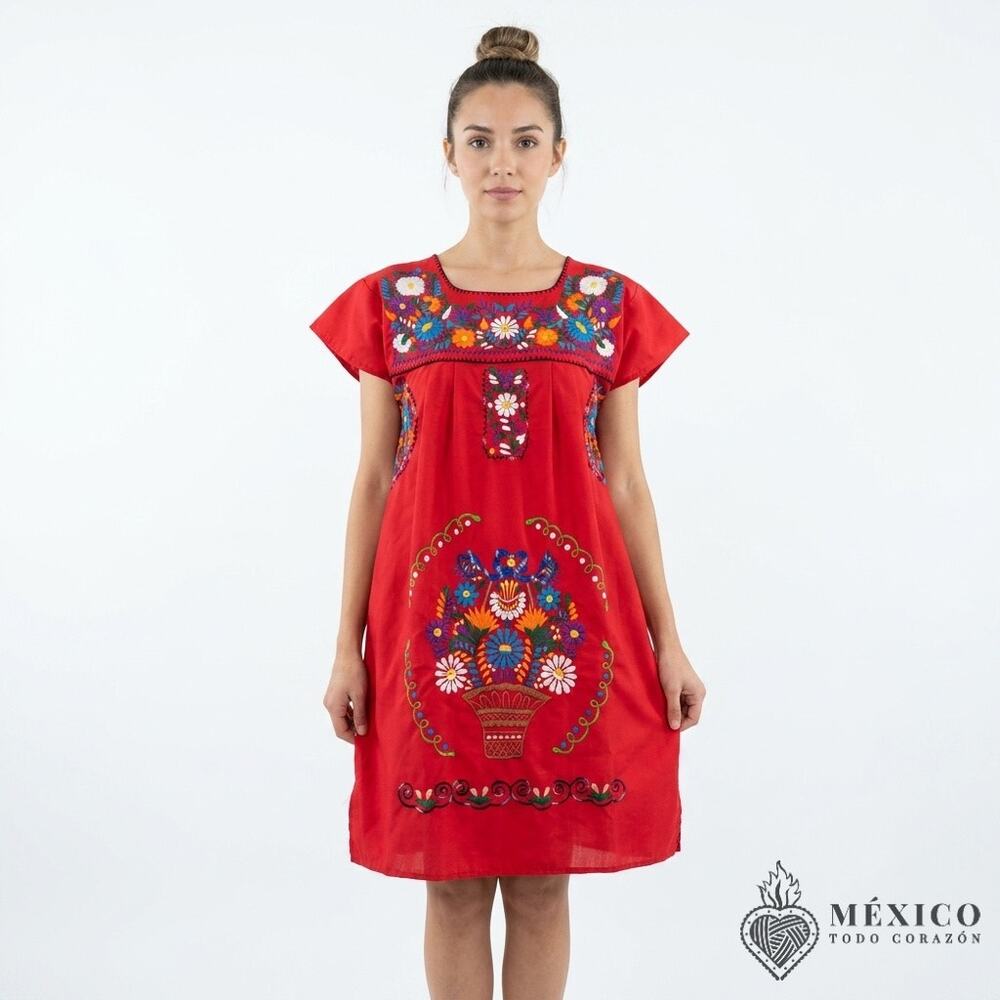 Mexican tunic hand embroidered dress  Size small